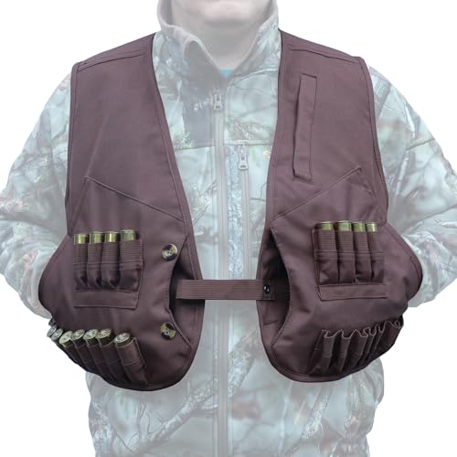 UnderAlert Upland Hunting Vest for Men with Game Pouch, Shell Loops and Pockets, Bird Hunting Vest for Pheasant, Dove, Squirrel or Turkey, Adjustable Size, Lightweight and Comfortable, Dark Brown
