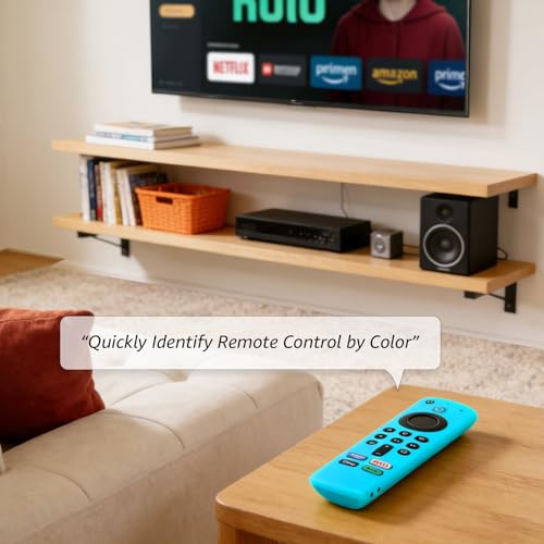 Image of ONEBOM (2 Pack) Silicone TV Remote Cover,Anti Slip Silicone Protective Case with Same Color Lanyard(Not Glow Rose Red&Not Glow Sky Blue)
