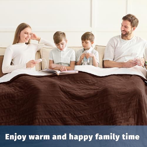 Heated Electric Blanket Queen Size - 84" x 90" Heating Blanket with Dual Control, 10 Levels & 8 Hours Auto Off, Soft Warm Flannel Gift with Over-Heat Protection, ETL & FCC Certified