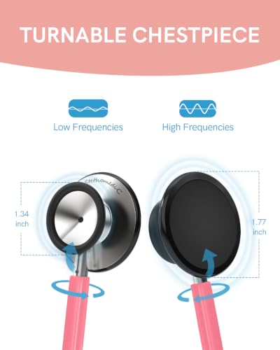 Image of FriCARE Dual Head Stethoscope - Stethoscopes for Nurses, Medical Nursing Students, Paramedics /EMT /LVN /VNA Backup Estetoscopio, Aurora Pink Tube, Stainless Steel Chestpiece