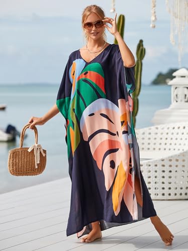 Image of Kaftan Dresses for Women Plus Size Bathing Suit Cover up Caftan Maxi Beach Dresses