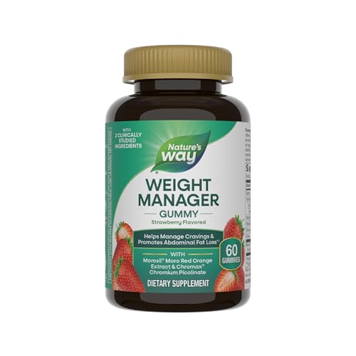 Nature's Way Weight Manager Gummy, Helps Manage Cravings & Promotes Abdominal Fat Loss*(1), with Clinically Studied Ingredients, Vitamins B6 & B12, Strawberry Flavored, 60 Gummies