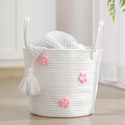 Blushtier 11 Inch Cotton Rope Woven Baskets for Organizing with