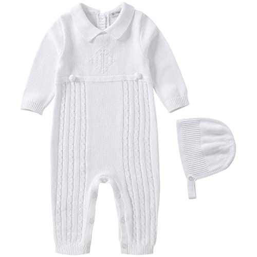Booulfi Baby Boy's Christening Baptism Outfits Suit with Hat，Cross Detail