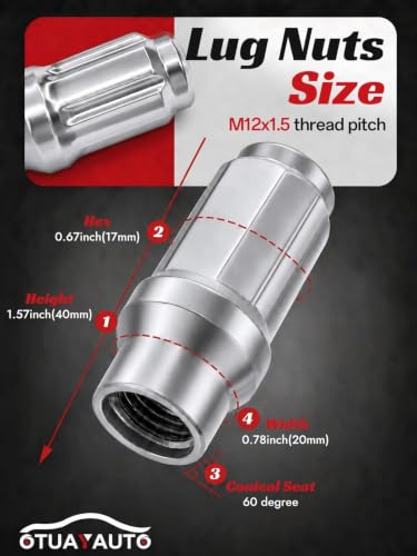 Image of OTUAYAUTO M12x1.5 Lug Nuts - Replacement for Toyota 4Runner, Tacoma, Tundra