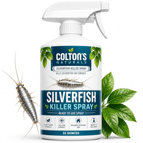 Silverfish Killer Spray Fast-Acting Silverfish Eliminator for Home Bathrooms Closets & Basements Natural Repellent Essential Oil Formula Highly Effective Pest Control