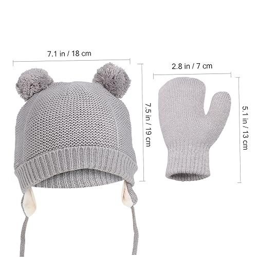 Winter Hat and Mittens Warm Fleece Lined Cap with Gloves for Boys and Beanie with Pompom for Daily Activities and Outdoor Adventures3