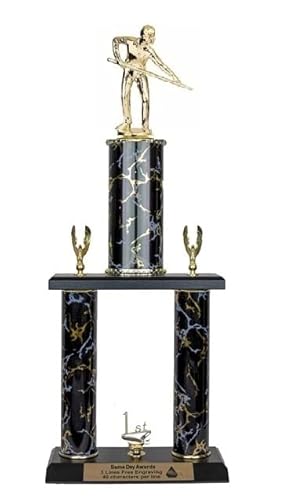 Same Day Awards 2 Post Male Billiard Trophy 18 Inches 1St Place Engraving Included
