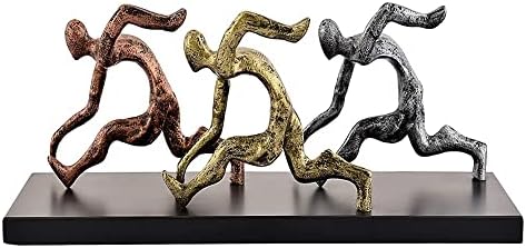 YINKADCOR Running Men Modern Sculptur Metal Art Decor for for Office, Gym, Home, Ideal Gift for Fitness Enthusiast, Runners, Athlete, Sprinter, Jogger, Footballer, Sportman Unframed Size- 14 x 46 CM