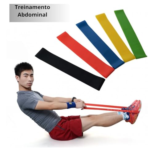 Kit 5 Faixas Elástica Super Mini Band Treino Exercícios Funcional