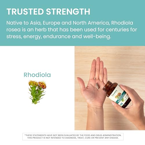 Image of Himalaya Rhodiola Rosea Extract - Herbal Rhodiola Rosea Supplements for Supporting Stress Relief, Energy, and Exercise Endurance - Vegan, Gluten Free, 250 mg, 60 Capsules