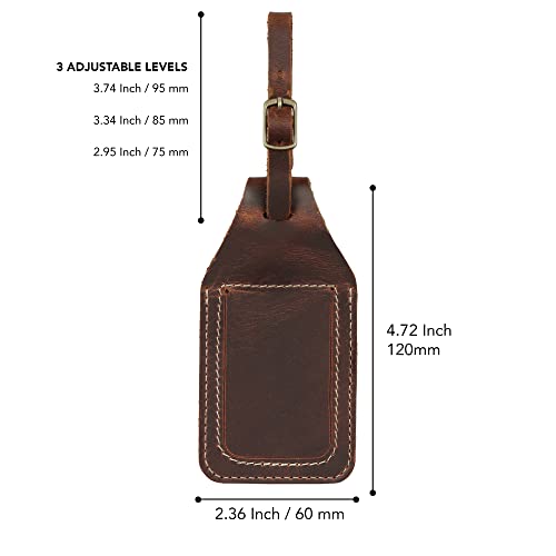 Londo Leder Luggage Tag With AirTag Holder - Leather ID Tag for Travel - Compatible with Apple AirTag, Light Brown - Image 4