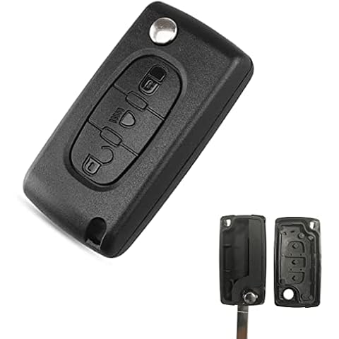 AULESSE Car Key Fob Case Replacement Compatible for Ci-tro-en C2 C3 C4 C5 C6 C8 C-Quatre C-Triomphe Xrasa Picasso Peugeot 307 407 Folding 3 Buttons Remote Key 3 Buttons(HU83 Blade,CE0523) Cover
