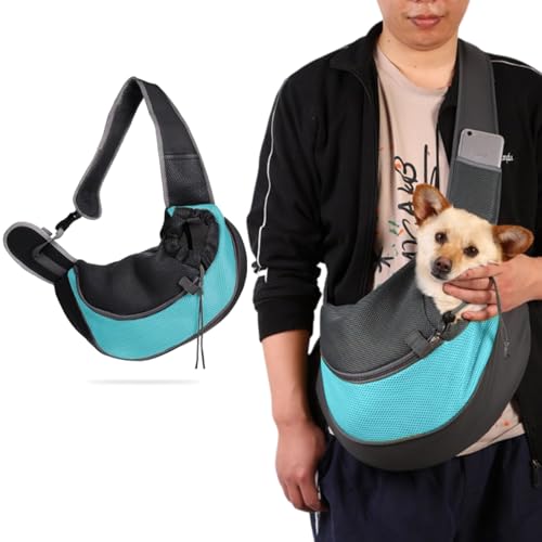Image of Kraptick Pet Sling Carrier, Pet Carrier Bag for Shitzu Puppy, Cat, Rabbit with Comfortable Adjustable Pouch Single Shoulder Carry Tote Handbag for Pets (Large, Sky Blue)