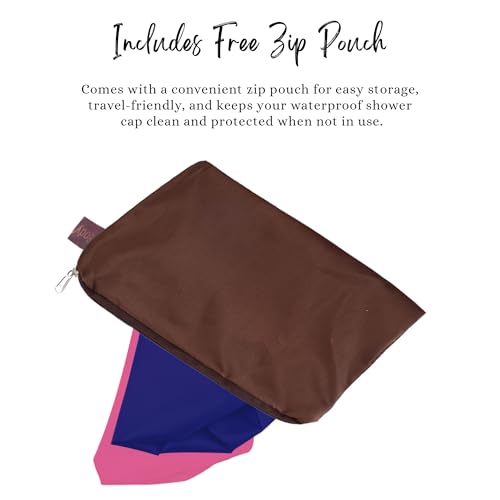 Image of BodyHerbals Reusable Shower Caps in a Beautiful Zip Bag For Women & Men 100% Water Proof | For Homes Spas, Salons, Hair Treatments & Hotels | Travel Essential | Free Size Reusable Bath Cap for Home, Spa, Salon, Hotel & Hair Treatments | Travel Essential (Set 2)