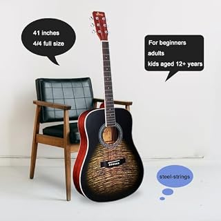 Winzz Guitare Acoustique Adulte 4/4, Guitare Enfant 12+ Ans, Kit Guitare folk Debutant, Guitare Seche à Corde d’acier avec 11 Accessoires (Noir Mat, 41 Pouces) - Les Beatles, Paul McCartney, John Lennon, RIngo Starr, George Harrison Winzz Guitare Acoustique Adulte 4/4, Guitare Enfant 12+ Ans, Kit Guitare folk Debutant, Guitare Seche à Corde d'acier avec 11 Accessoires (Noir Mat, 41 Pouces) – Image 5