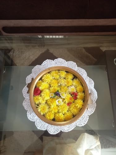 Image of Handmade Crochet White Round Table Centrepiece, 20 cm Diameter