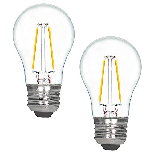 Pack of 2 A15 Bulb LED, Luxrite, 25W Equivalent, Warm White 2700K, 2W LED Bulb, 200 Lumens, E26 Base, UL Listed