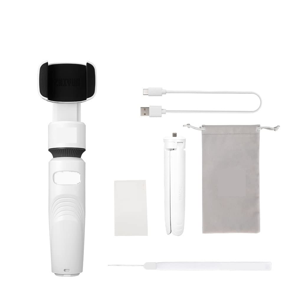 Stabilisateur Tenu dans la Main de bâton Selfie cardan téléphone avec Tige d'extension for Le Intelligent Diffusion en Direct(Blanc)
