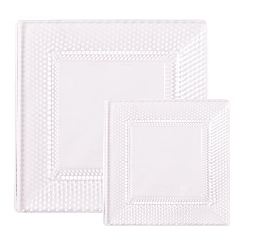 Flash Deals - 80% OFF Party Joy 200-Piece Plastic Dinnerware Set  Heavy Duty Premium Plastic Plates for Wedding, Parties, Camping & More (Clear)