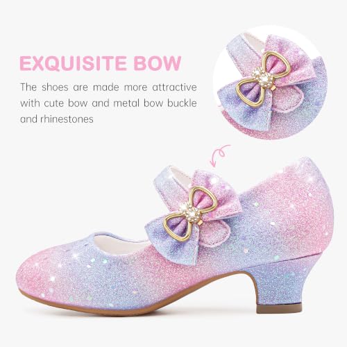 Image of Dufannie Girls Dress Shoes Princess Flats Heels for Toddler Little Big Kids