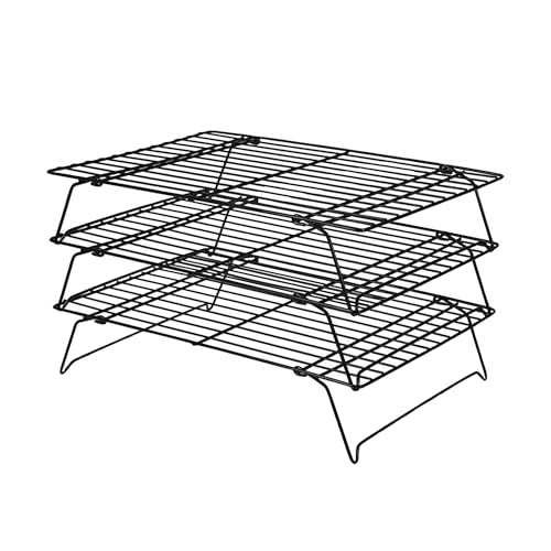 Estantes de refrigeración para cocinar y hornear: estante apilable de 3 capas, estante de refrigeración de galletas para horno, estante de alambre para hornear hojas, estante de refrigeración de