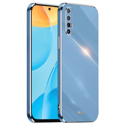 HONLEN Custodia per OPPO Find X2 Neo (6.5' Inches), Cover Morbida in Silicone TPU, Design del Telaio Galvanico - Blu navy