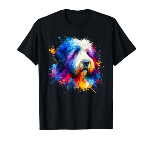 Colorful Splash Art Old English Sheepdog Camiseta