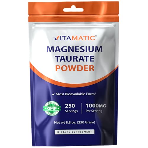 Vitamatic Magnesium Taurate 1000mg per Serving Supports Muscle, Joint, and Heart Health 250 Grams -...