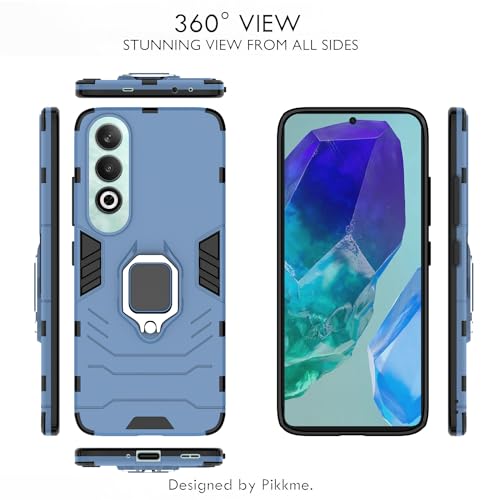 Image of Pikkme OnePlus Nord CE 4 5G Back Cover | D5 Tough Armor Bumper | 360 Protection Case | Ring Holder Stand Case for OnePlus Nord CE 4 5G (Blue)