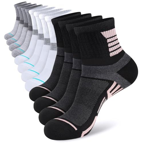 12 Pairs Womens Ankle Socks Lightweight Breathable Casual Mini Crew Quarter Socks For Women