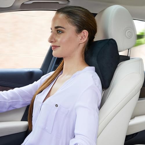 Image of araami Car Neck Rest Pillow Seat Cushion Headrest Ergonomic Neck Support Help Relieve Neck Pain for Driver Front Back Seat, Office Chair, Fit Most Vehicles (Black Pack of 1) (Squre Shape)