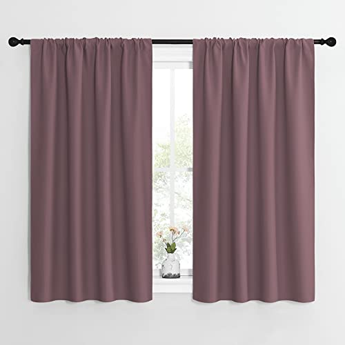 NICETOWN Kitchen Curtains, Short Blackout Curtains & Drapes, Home Decoration Privacy Thermal Insulated Curtains for Unicorn Theam Room (Dry Rose, 42"
