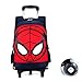 MODRYER Sac à Dos école Spiderman pour Enfants Bag Boy Roues Pack Sac à Dos étanche à Grande capacité de Chariot Sac d'école pour la randonnée Voyage,Black- 6 Wheels Flash Version