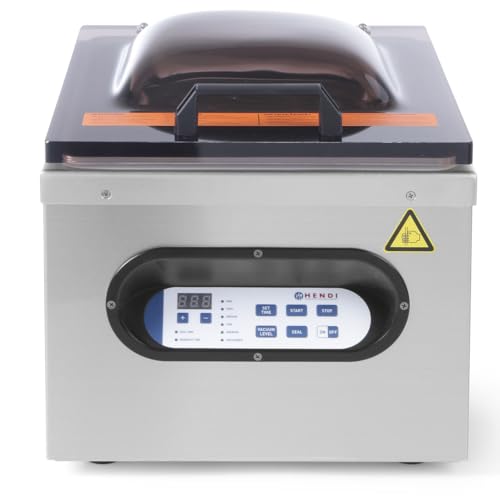 HENDI Vakuum-Verpackungsmaschine, Vakuumiergerät, Vakuum Kammer Verpackungsmaschine, Schweißleiste: 295mm, Pumpenleistung: 77 l/min, 230V, 630W, 429x359x(H)345mm, Edelstahl