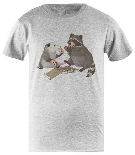 Tambootee Zarigüeya Y Mapache Comiendo Pizza Camiseta Gris para Hombre, Camisa Sencilla De Algodón para Hombre