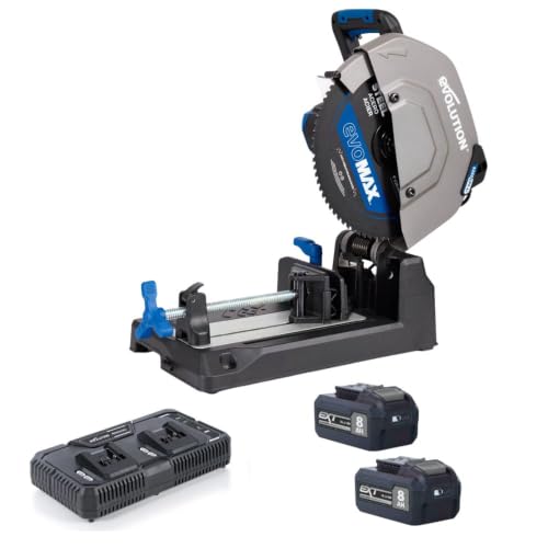 Image of Evolution S14CPS-Li Loaded Kit | Cordless 14 in. Metal Cutting Chop Saw | 40V Brushless Motor | EVOMAX Carbide Blade Included | 2 x 8Ah EXT Battery & Charger Included