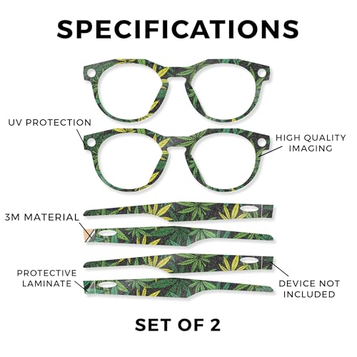 Glossy Glitter Glasses Skin Compatible with Oakley Meta HSTN (2 Pack) - Cannabis Culture - Premium 3M Vinyl Protective Wrap Decal Cover - Easy to Apply | Crafted in The USA by MightySkins by Vision Signs & Graphics - Image 2