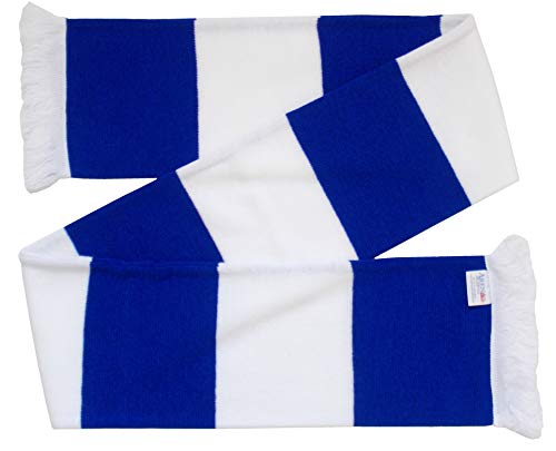 Arena Scarves Huddersfield Town Fans Royal Blue and White Traditional Bar Scarf, White, Blue