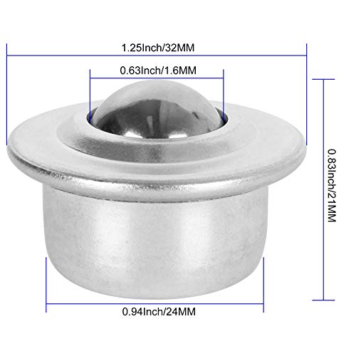 16PCS 5/8" Roller Ball Transfer Bearings CY-15H Carbon Steel Ball Transfer Bearing Casters Universal Base Conveyor Roller Ball - Thumbnail 2