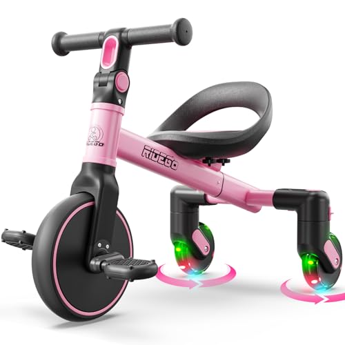 Ridego 3-in-1 Toddler Tricycle for 2-5 Years, Drift Trike with 360° Spin, Light Up Wheels, Adjustable Seat, Toddler Bike for Boys Girls