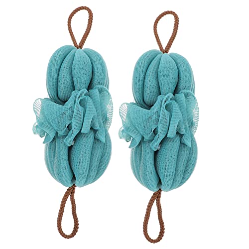 CLISPEED 2Pcs Back Scrub Towel Long Strip Exfoliating Bath Towels with Comfortable Lanyard Design for Home and Dorm Use Rich Foams for Skin Cleaning
