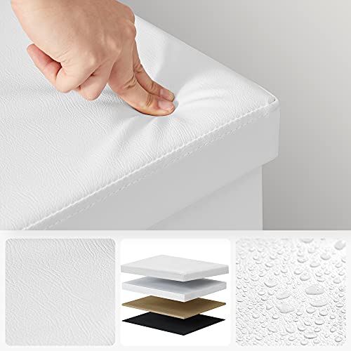 Songmics LSF103 Faltbarer Sitzhocker Belastbar bis 300 kg, Lederimitat, weiß, 38 x 38 x 38 cm - 8