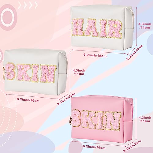 Burskit Preppy Patch Hair Portable Makeup Bag Bulk Pu Leather Cosmetic Bag Waterproof Travel Organizer Zipper Pouch Storage Purse For Women Girls Gift #TOP1