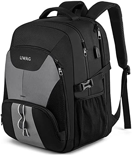 LIWAG Extra Groß Rucksack Herren 50L Wasserdicht 17 Zoll Laptoptasche Arbeit Laptop Rucksack mit USB Ladeanschluss Anti Diebstahl Business Reisen Schulrucksack für Männer Frauen Ju