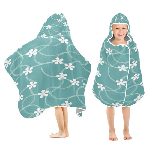 Kigai Small Flowers Hooded Beach Towel for Kids Soft Absorbent Quick Dry Bath Towel with Hood Lightweight Toddler Shower Pool Bath Wrap for Boys Girls