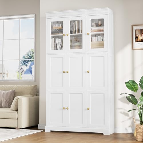 White Bookshelf Glass Doors