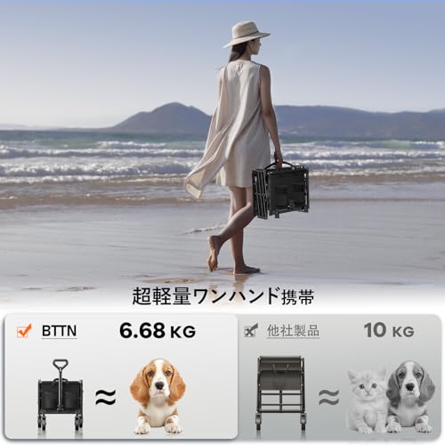 BTTN キャリーワゴン 静音設計ロングモデル ベアリング内蔵タイヤ 大容量120L・耐荷重160kg 折りたたみ式 自立収納 軽量 コンパクト キャンプ・買い物・運動会 PZ-3004 の商品画像 7