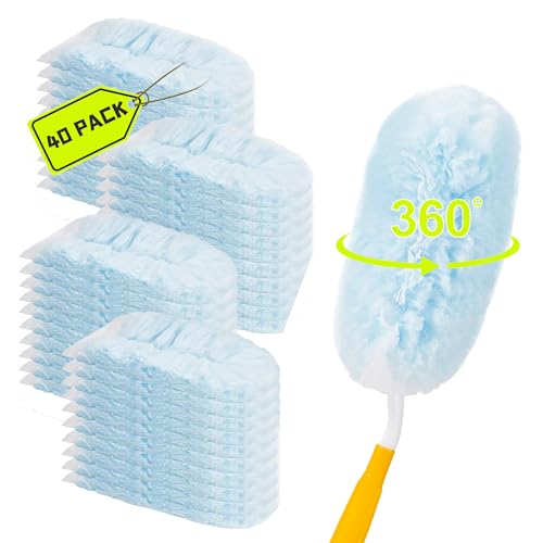 40 Count Duster Refills Kit for swiffer Duster,360° Heavy Duty Duster Refills, Disposable Microfiber Duster for Cleaning Home (40 Count Refills+2Handle) by HAYEGO - Used condition - US$19.57
