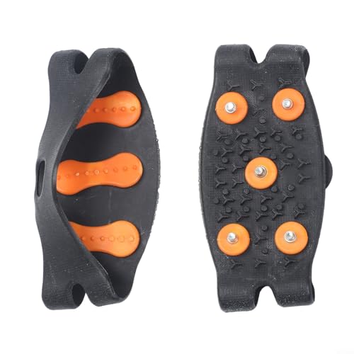 Tacos de hielo de 5 dientes para zapatos y botas, dispositivos de tracción de nieve con tacos de acero al manganeso, crampones antideslizantes para senderismo, caminar, correr, ligeros y portátiles